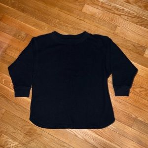 Uniqlo waffle knit 3/4 sleeve shirt in color black size x-small